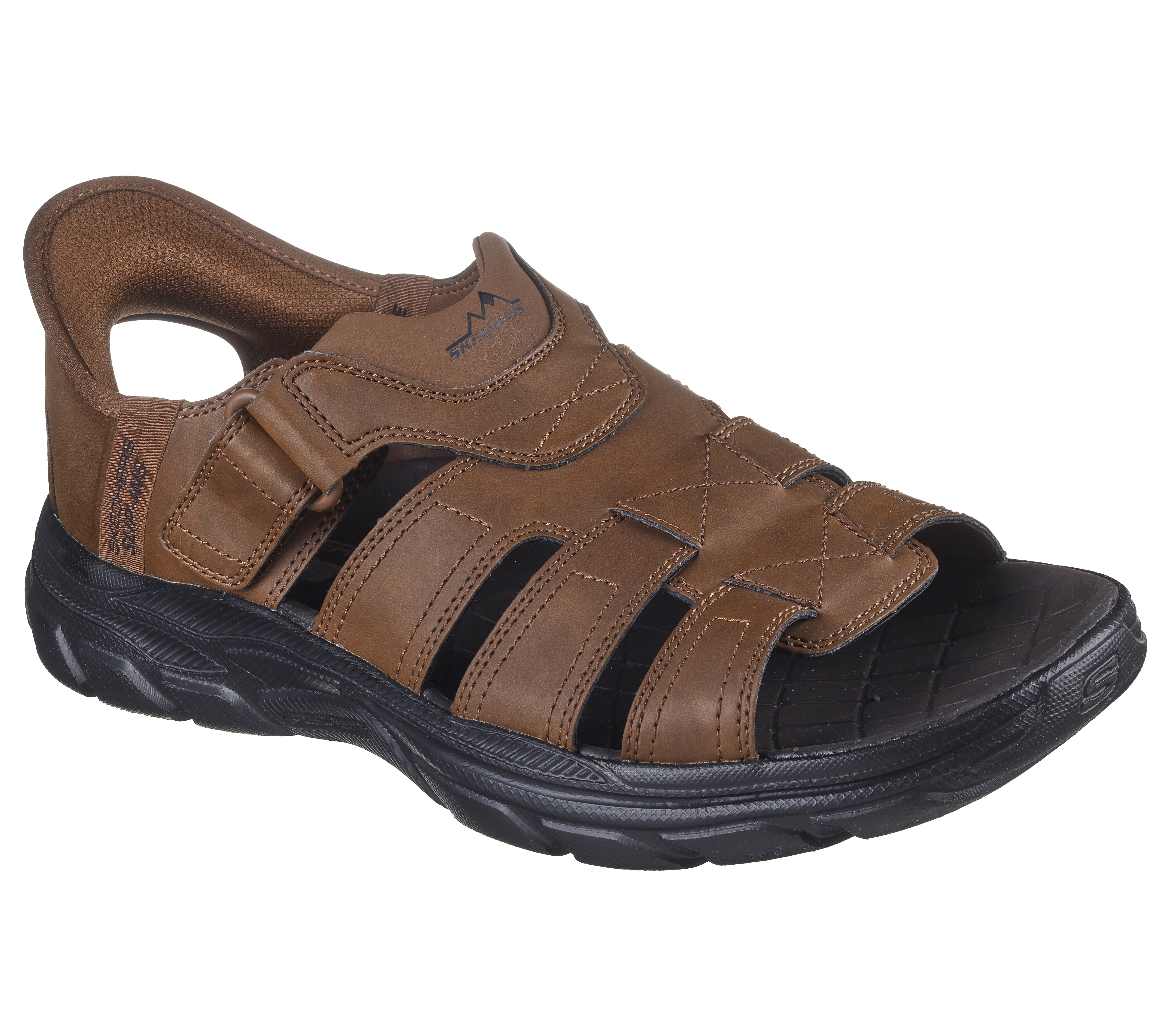 Skechers Men s Slip Ins RF Revolted Norvel Sandals Size 8.0 Brown Synthetic Textile Vegan