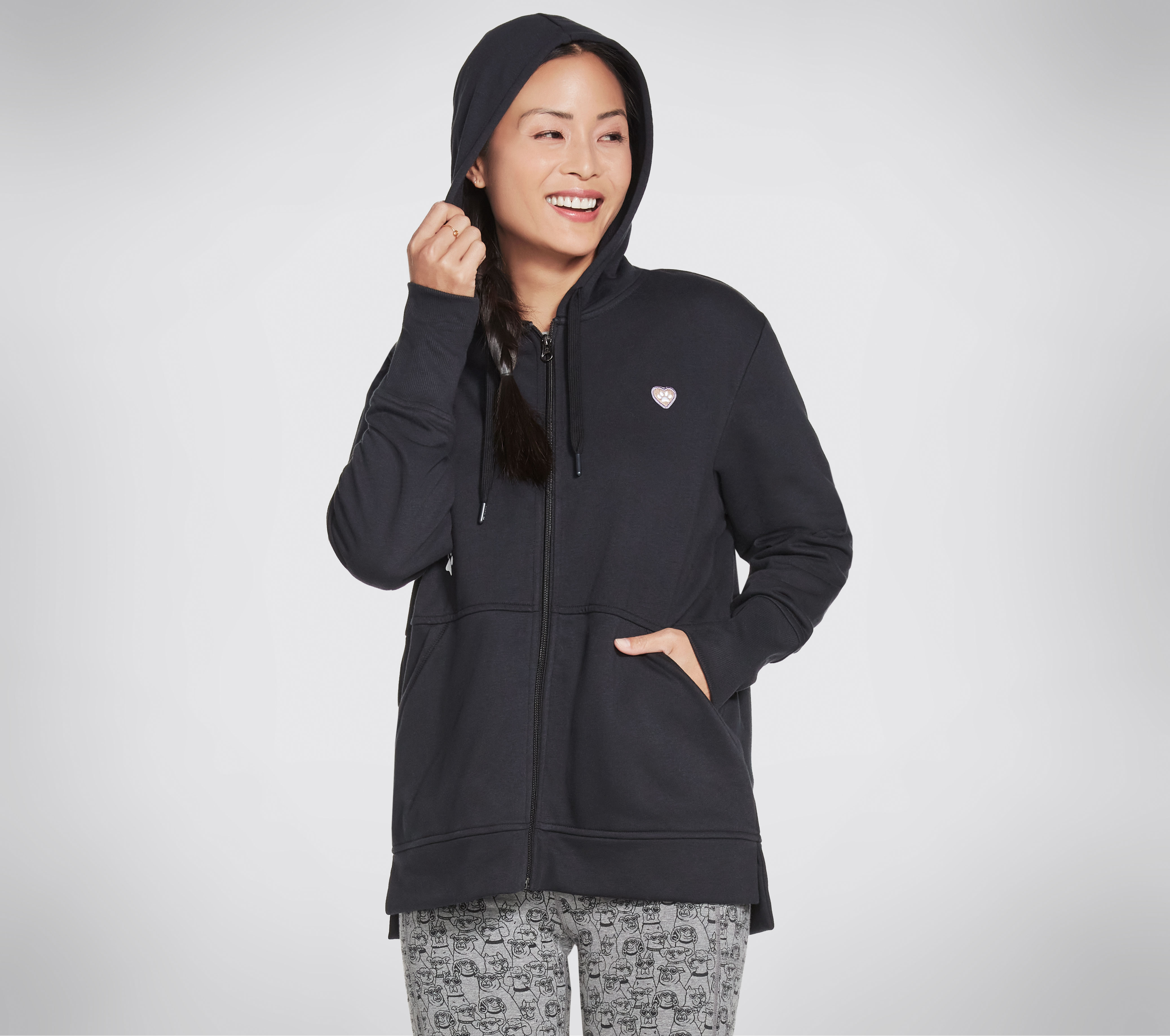 Shop the BOBS Apparel Rescued High Rib Front Zip Hoodie | SKECHERS