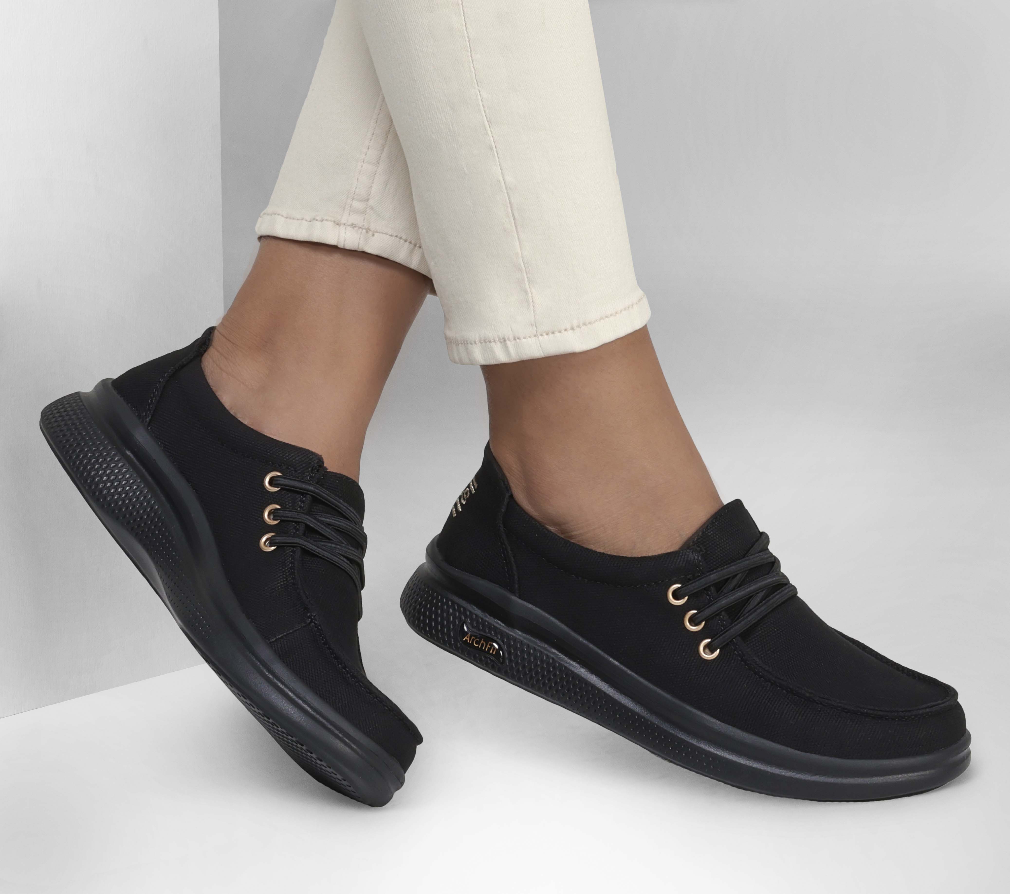 桜瑪瑙 Skechers Skipper Arch Fit Black/Black B (M) (6 US) 通販 