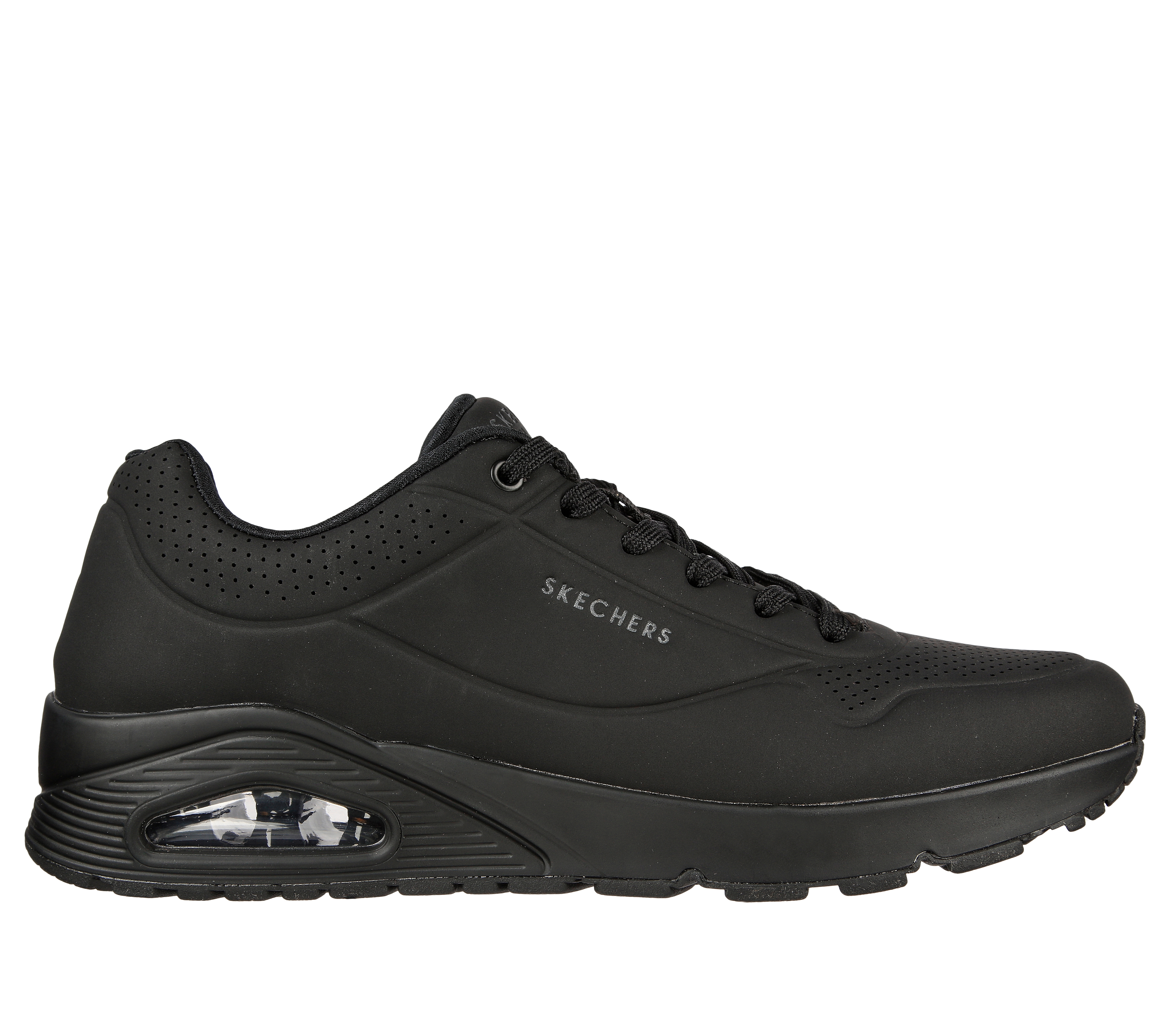 skechers uno stand on air trainers black